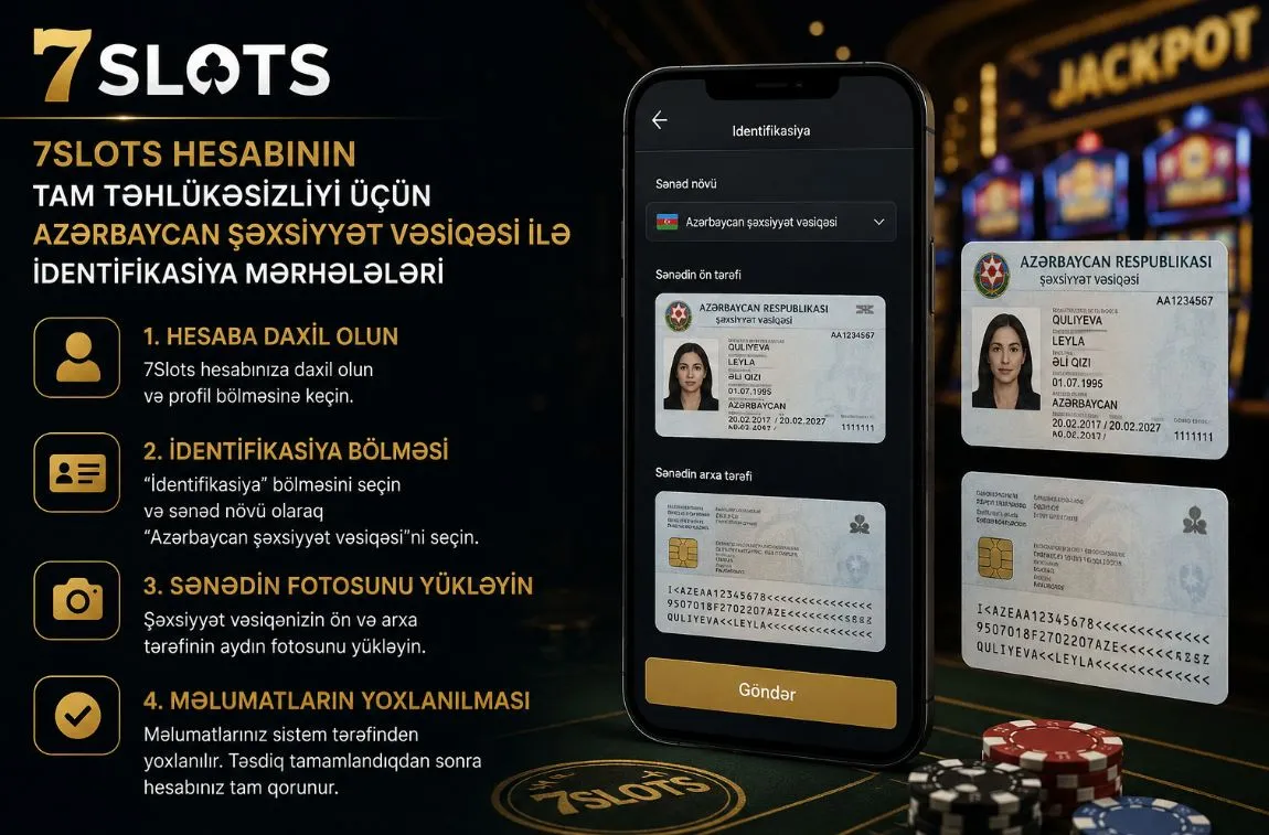7Slots hesabının tam təhlükəsizliyi üçün Azərbaycan şəxsiyyət vəsiqəsi ilə identifikasiya mərhələləri